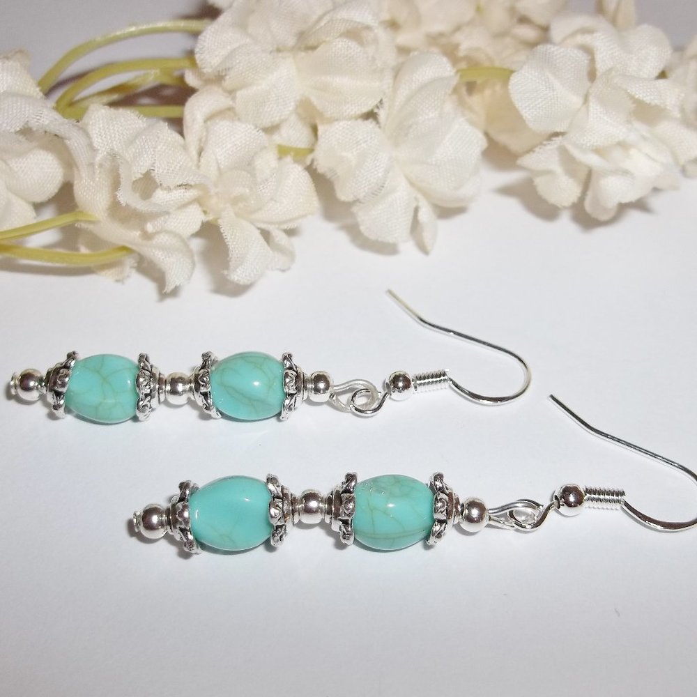 Earring, Earring, Earring, Earring Earrings Turquoise Blue Earring Set 4167 - Picture 4 of 10
